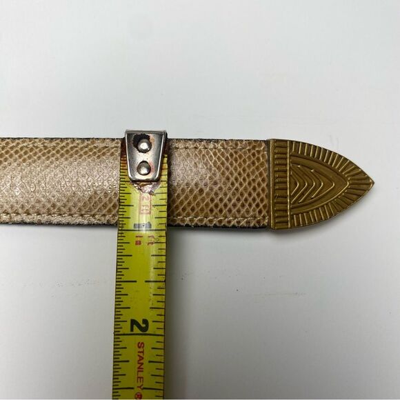 Riki Designs Genuine Leather Snakeskin Belt Gold Aztec Buckle Women's Size XL - Picture 16 of 16